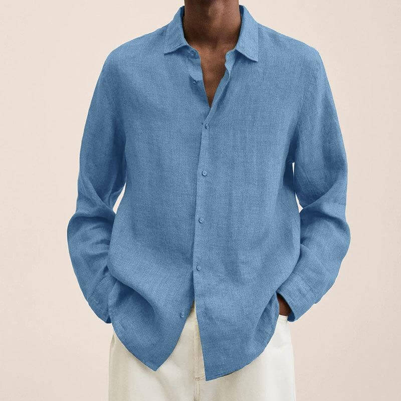 Leinenhemd | Langarm | Loose Fit | Button-Up Hemd - Herrenhemd-HauteBerlin