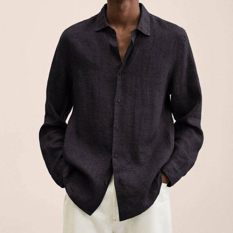 Leinenhemd | Langarm | Loose Fit | Button-Up Hemd - Herrenhemd-HauteBerlin