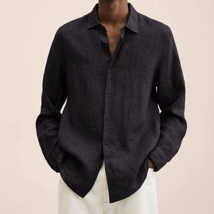 Leinenhemd | Langarm | Loose Fit | Button-Up Hemd - Herrenhemd-HauteBerlin