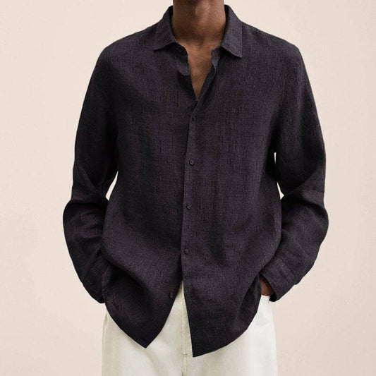 Leinenhemd | Langarm | Loose Fit | Button-Up Hemd - Herrenhemd-HauteBerlin