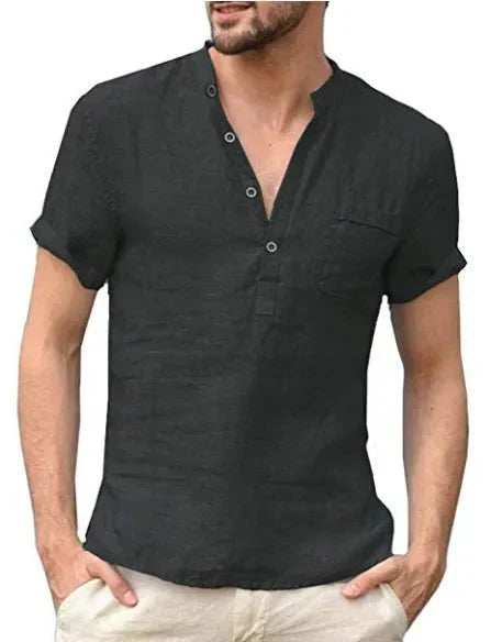 Leinenhemd – Leichtes, lässiges Kurzarm-T-Shirt für Männer-HauteBerlin