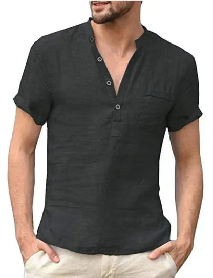 Leinenhemd – Leichtes, lässiges Kurzarm-T-Shirt für Männer-HauteBerlin