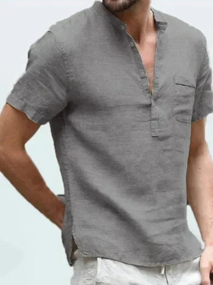 Leinenhemd – Leichtes, lässiges Kurzarm-T-Shirt für Männer-HauteBerlin