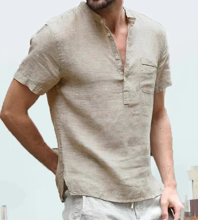 Leinenhemd – Leichtes, lässiges Kurzarm-T-Shirt für Männer-HauteBerlin