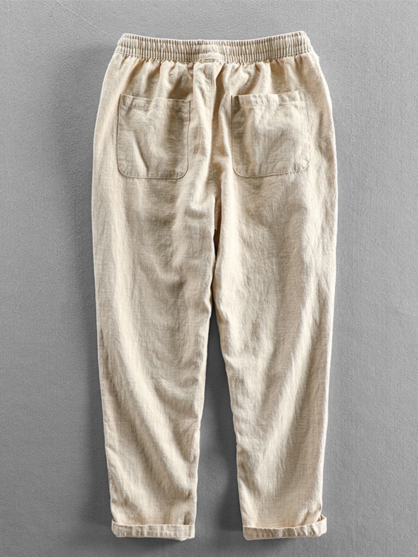Leinenhose - Herren Casual Elastic Waist Loose Fit Hose-HauteBerlin