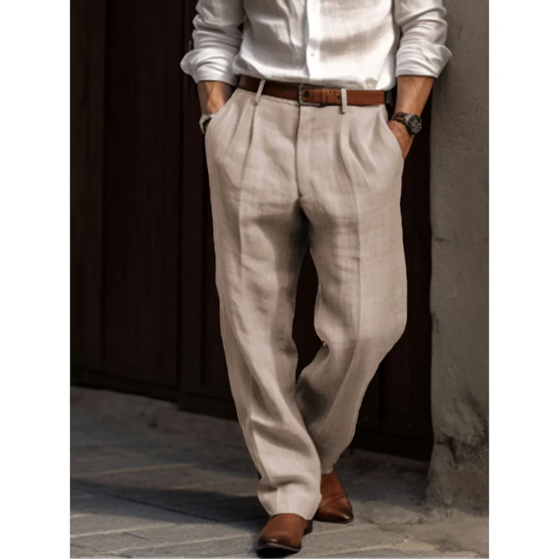 Leinenhose – lockere Passform – Sommer – Bundfaltenhose – Herrenhose-HauteBerlin