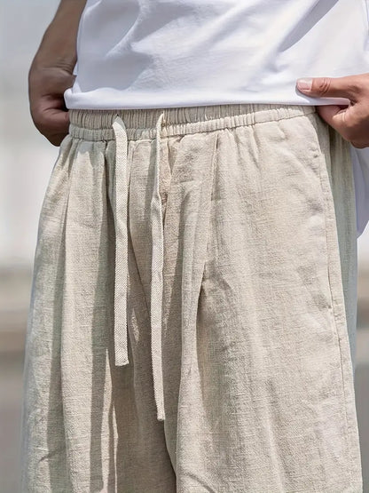 Leinenhose – lockere Passform – elastischer Bund – Sommerhose – weiße Herrenhose-HauteBerlin