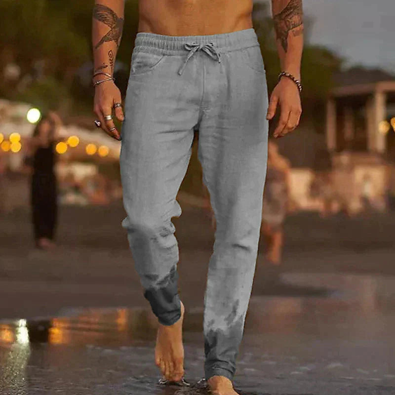 Leinenhosen | Baumwolle | Elastische Taille | Sommerhosen | Leinenbekleidung für Männer-HauteBerlin