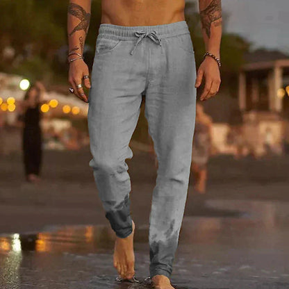 Leinenhosen | Baumwolle | Elastische Taille | Sommerhosen | Leinenbekleidung für Männer-HauteBerlin