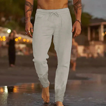 Leinenhosen | Baumwolle | Elastische Taille | Sommerhosen | Leinenbekleidung für Männer-HauteBerlin