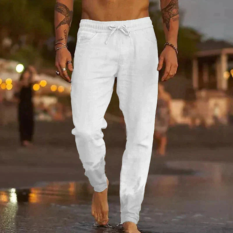 Leinenhosen | Baumwolle | Elastische Taille | Sommerhosen | Leinenbekleidung für Männer-HauteBerlin