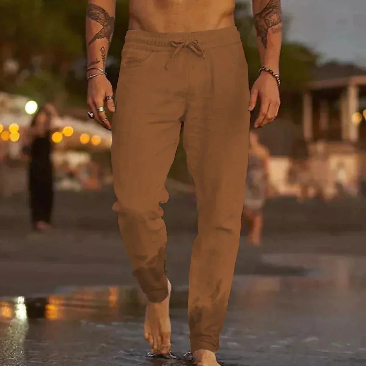Leinenhosen | Baumwolle | Elastische Taille | Sommerhosen | Leinenbekleidung für Männer-HauteBerlin