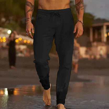 Leinenhosen - Elastische Taille mit Geradem Bein Sommerhosen für Männer-HauteBerlin