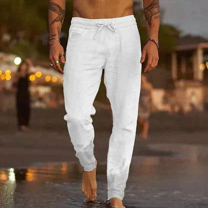 Leinenhosen - Elastische Taille mit Geradem Bein Sommerhosen für Männer-HauteBerlin