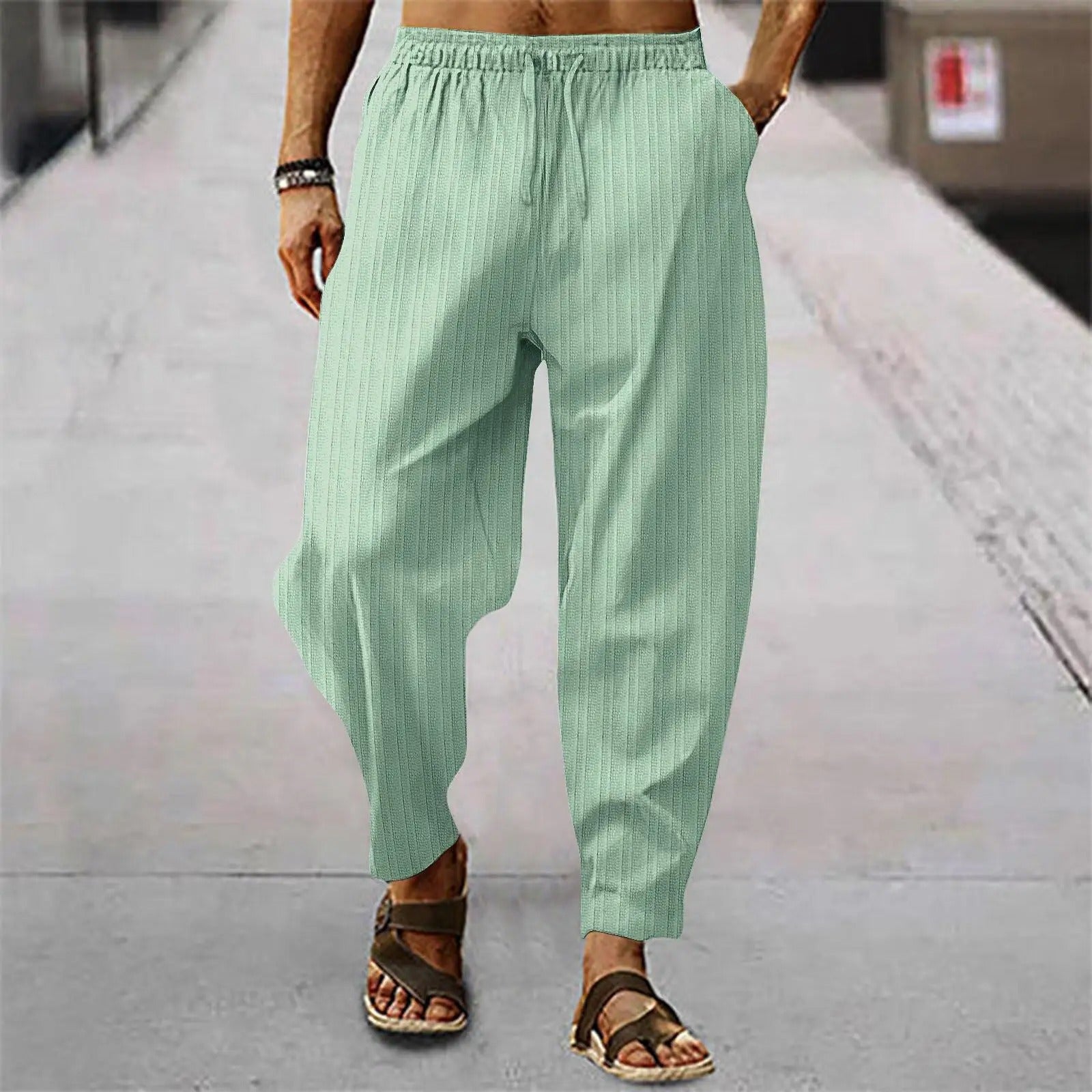 Leinenhosen - Herrenhosen mit elastischer Taille Baumwolle Sommerhosen mit lockerer Passform-HauteBerlin