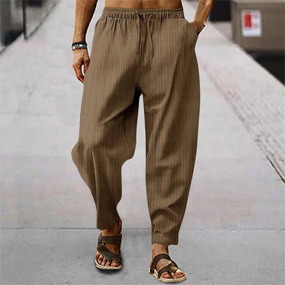 Leinenhosen - Herrenhosen mit elastischer Taille Baumwolle Sommerhosen mit lockerer Passform-HauteBerlin