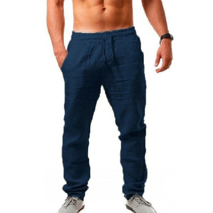 Leinenhosen | Kordelzug | Atmungsaktiv | Elastische Taille Hose | Herren Sommerhosen-HauteBerlin