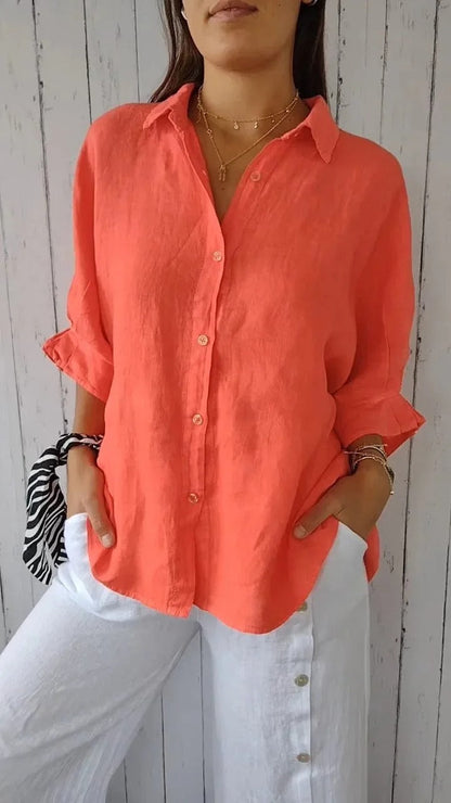 Leinenbluse in Orange