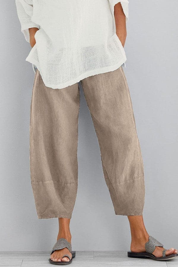 Leinenhose für Damen in Khaki