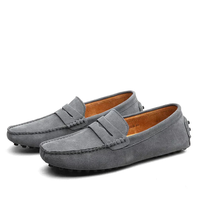Loafers - Flache Wildleder-Mokassins für Männer im italienischen Stil-HauteBerlin
