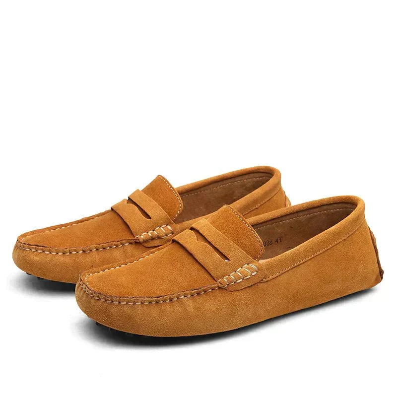 Loafers - Flache Wildleder-Mokassins für Männer im italienischen Stil-HauteBerlin