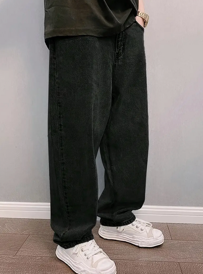 Loose Fit Jeans - Herren Stonewash Hip Hop Baggy Jeans-HauteBerlin