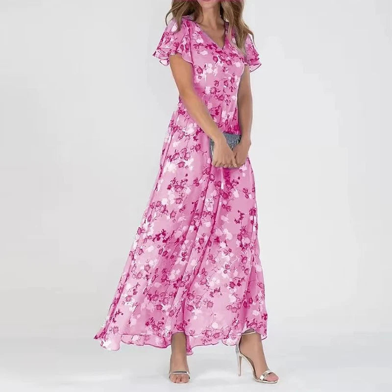 Maxikleid | Blumenmuster | A-Linie | Chiffon | Sommerkleid-HauteBerlin