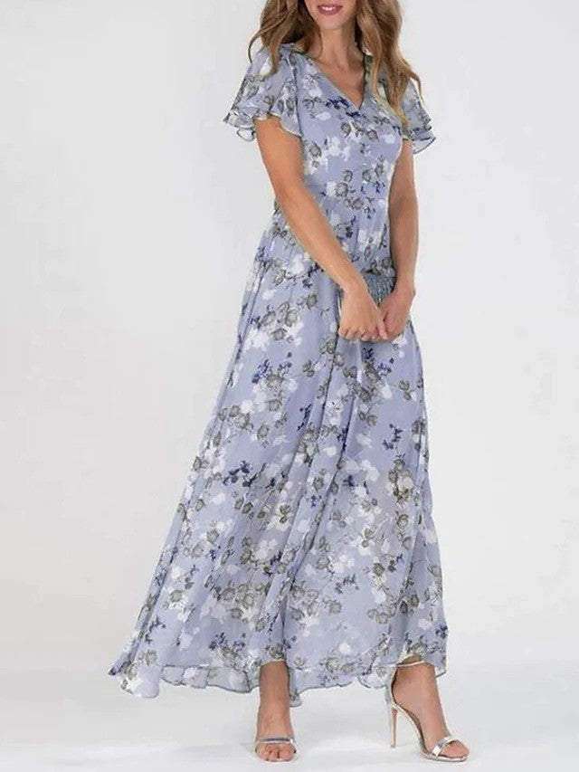 Maxikleid | Blumenmuster | A-Linie | Chiffon | Sommerkleid-HauteBerlin