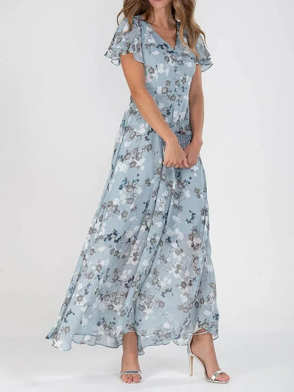 Maxikleid | Blumenmuster | A-Linie | Chiffon | Sommerkleid-HauteBerlin
