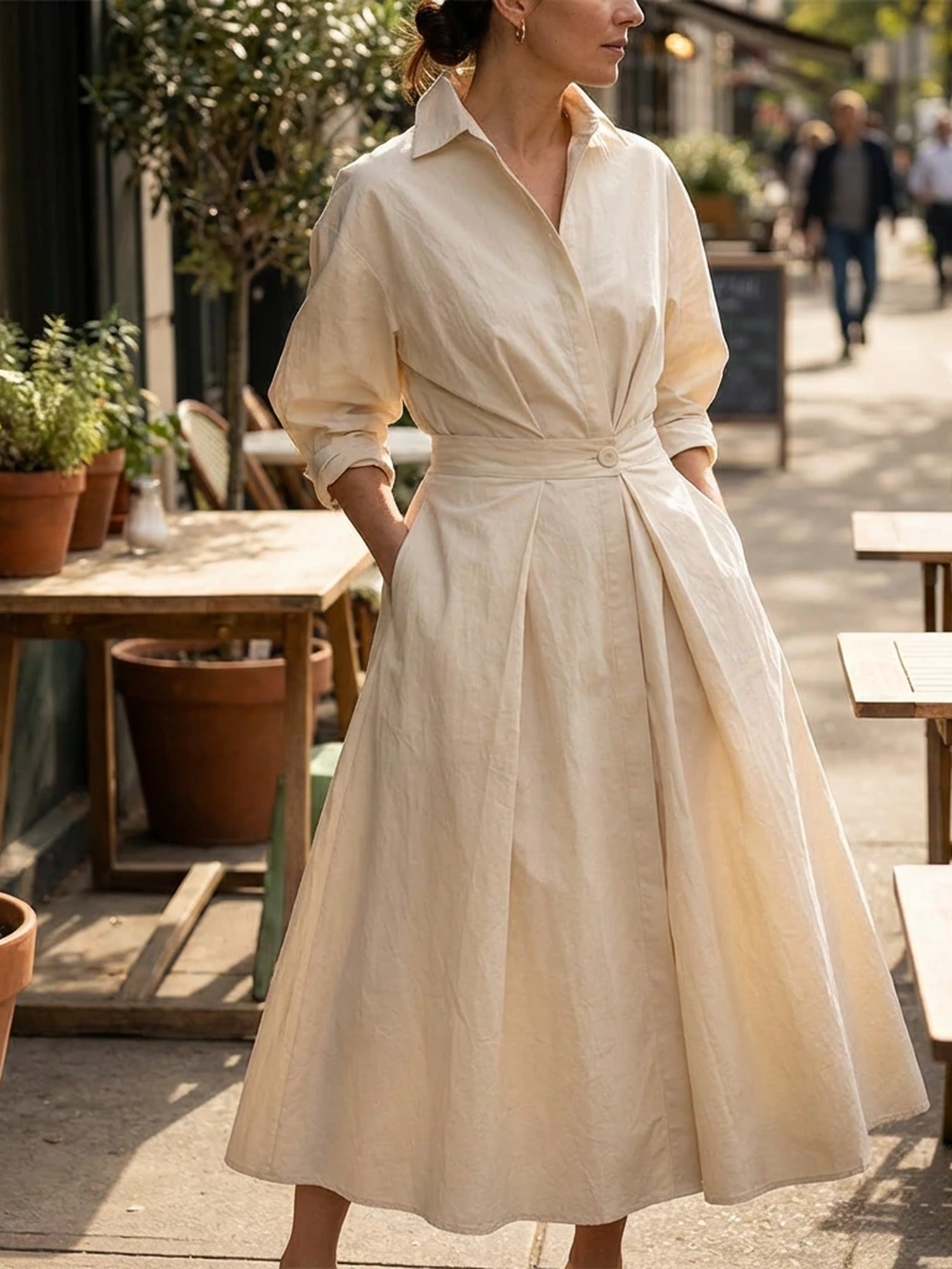 Meluría – Elegantes Damen Kleid mit Langen Ärmeln & Fließender Silhouette-HauteBerlin