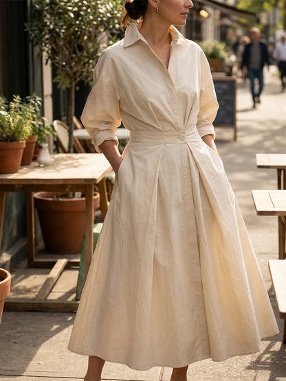 Meluría – Elegantes Damen Kleid mit Langen Ärmeln & Fließender Silhouette-HauteBerlin