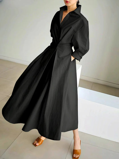 Meluría – Elegantes Damen Kleid mit Langen Ärmeln & Fließender Silhouette-HauteBerlin