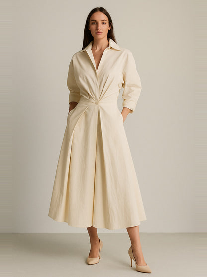 Meluría – Elegantes Damen Kleid mit Langen Ärmeln & Fließender Silhouette-HauteBerlin