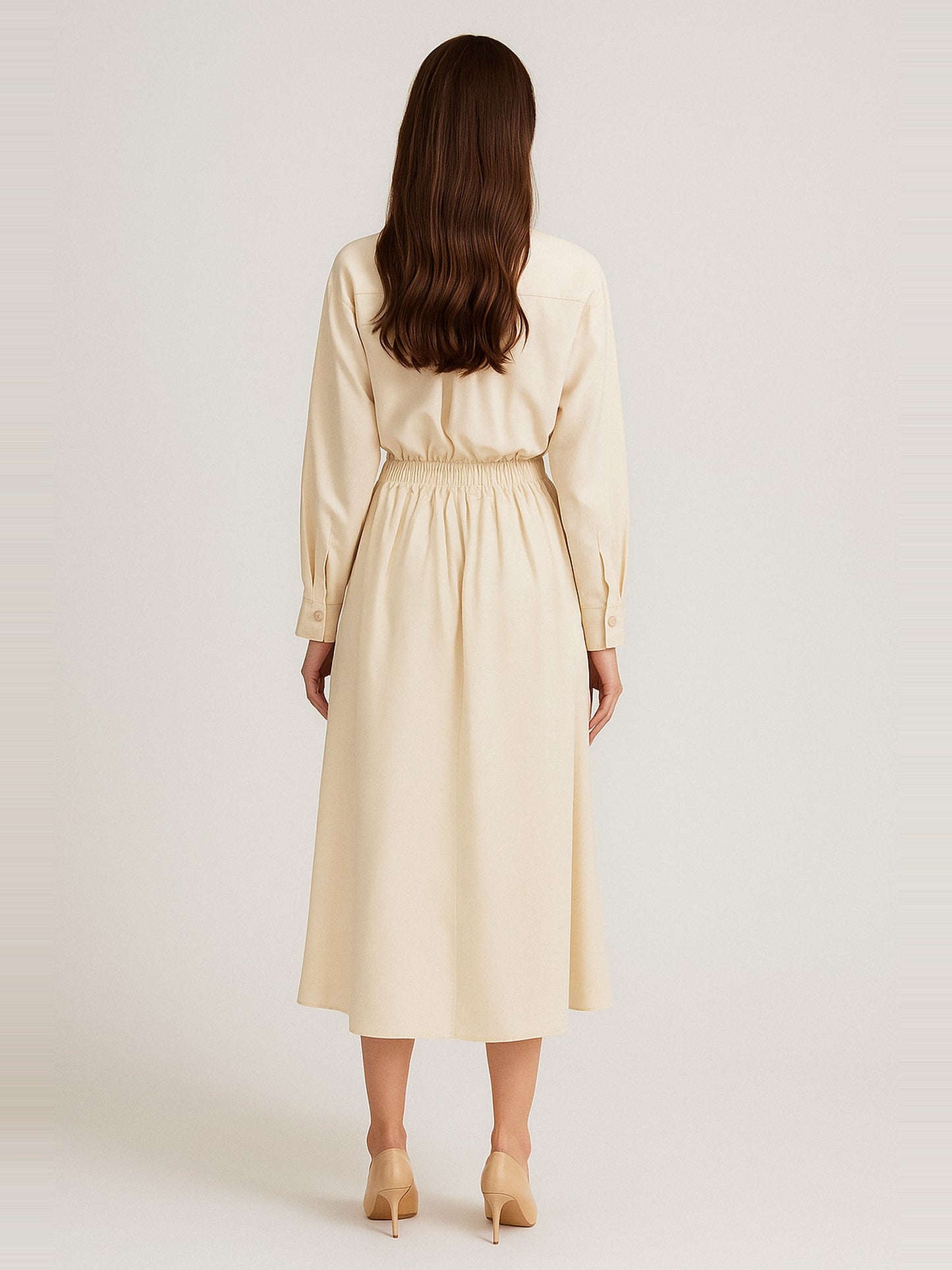 Meluría – Elegantes Damen Kleid mit Langen Ärmeln & Fließender Silhouette-HauteBerlin