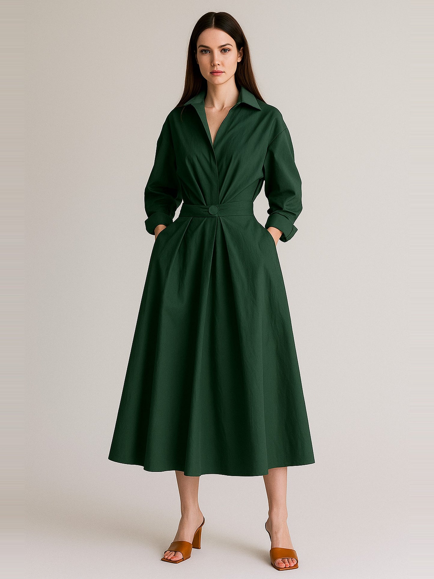 Meluría – Elegantes Damen Kleid mit Langen Ärmeln & Fließender Silhouette-HauteBerlin