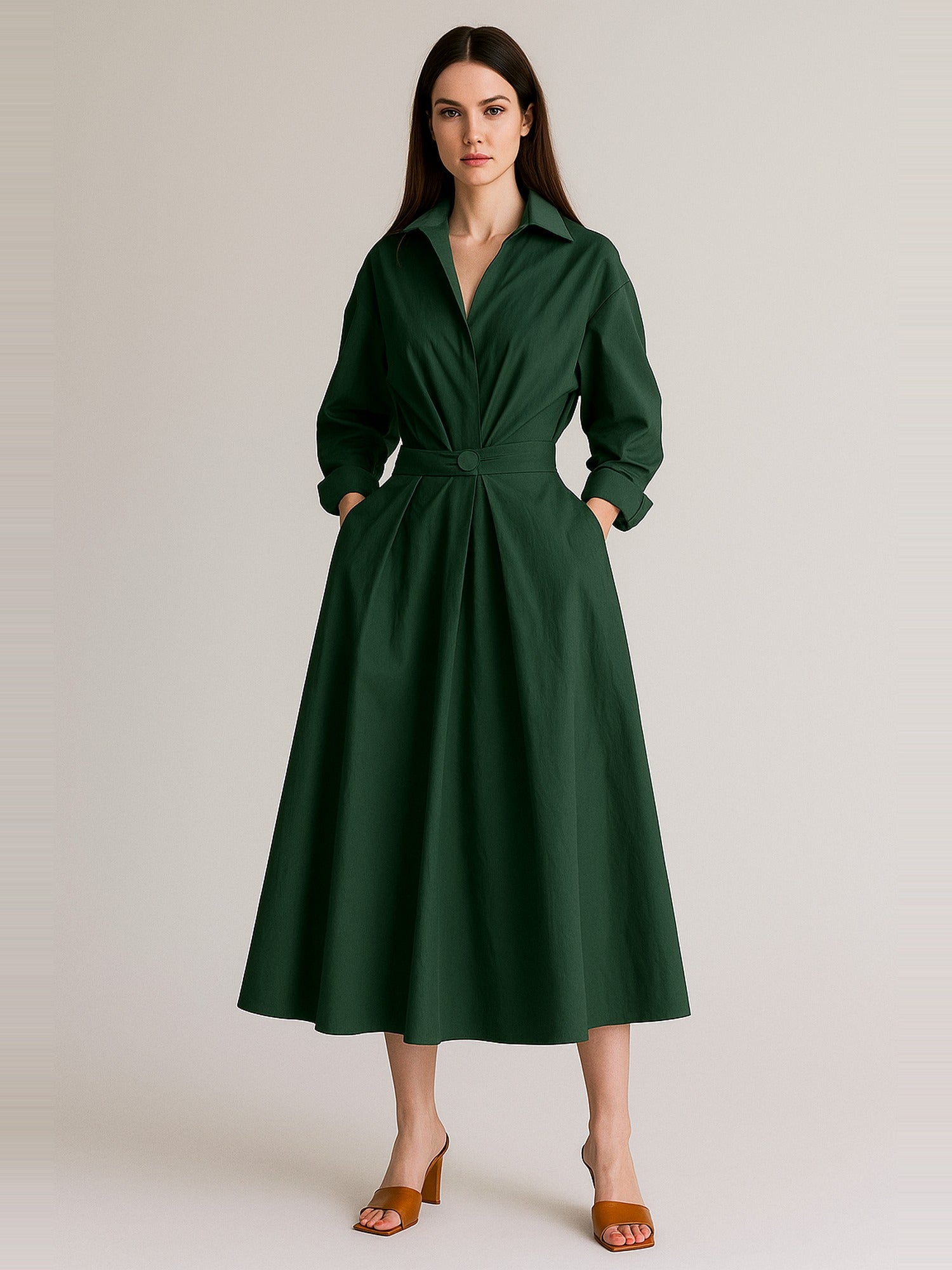 Meluría – Elegantes Damen Kleid mit Langen Ärmeln & Fließender Silhouette-HauteBerlin