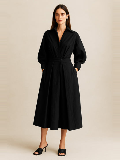 Meluría – Elegantes Damen Kleid mit Langen Ärmeln & Fließender Silhouette-HauteBerlin