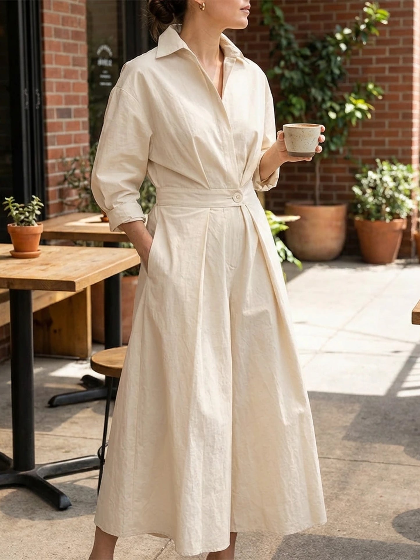 Meluría – Elegantes Damen Kleid mit Langen Ärmeln & Fließender Silhouette-HauteBerlin