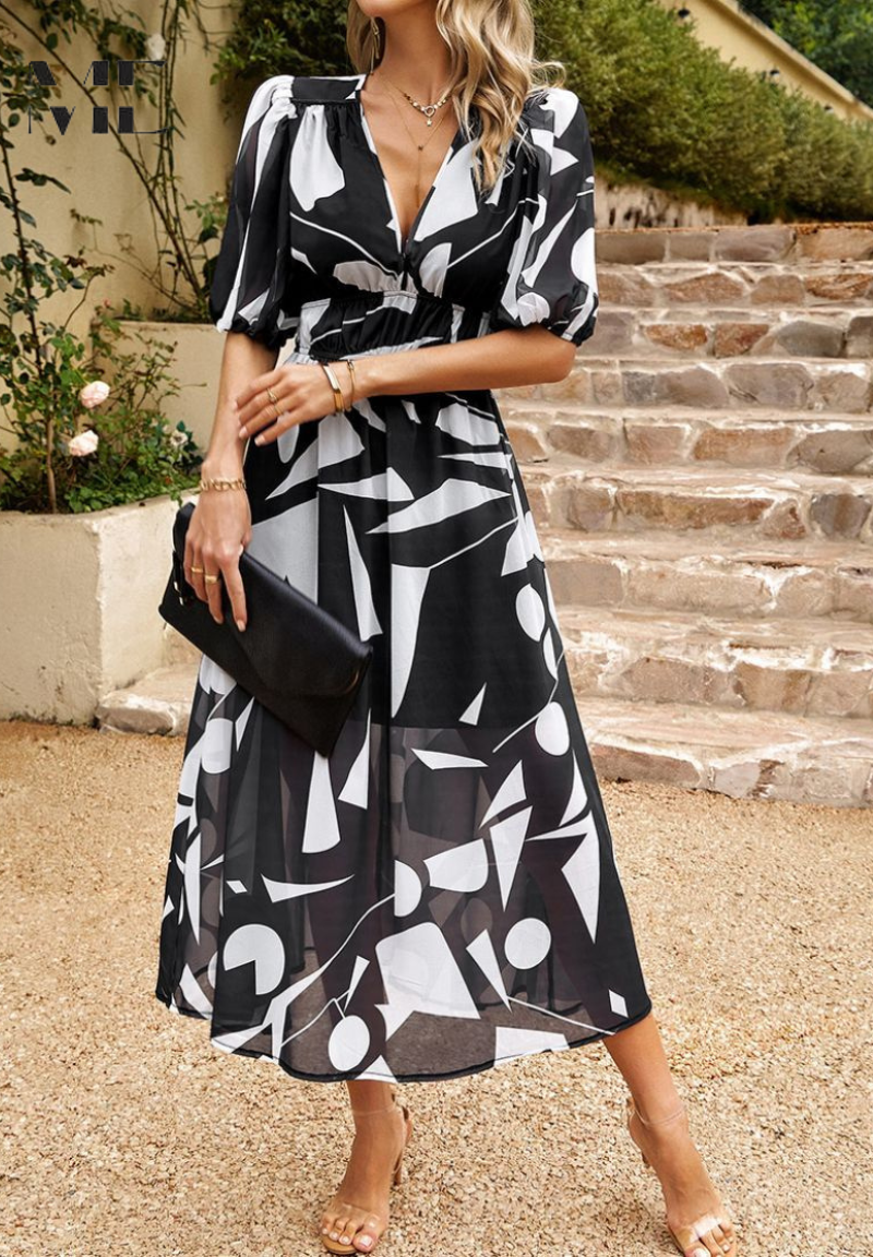 Midikleid | Sommer | Puffärmel | Blumenprint-HauteBerlin