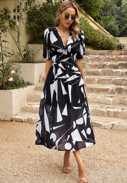 Midikleid | Sommer | Puffärmel | Blumenprint-HauteBerlin