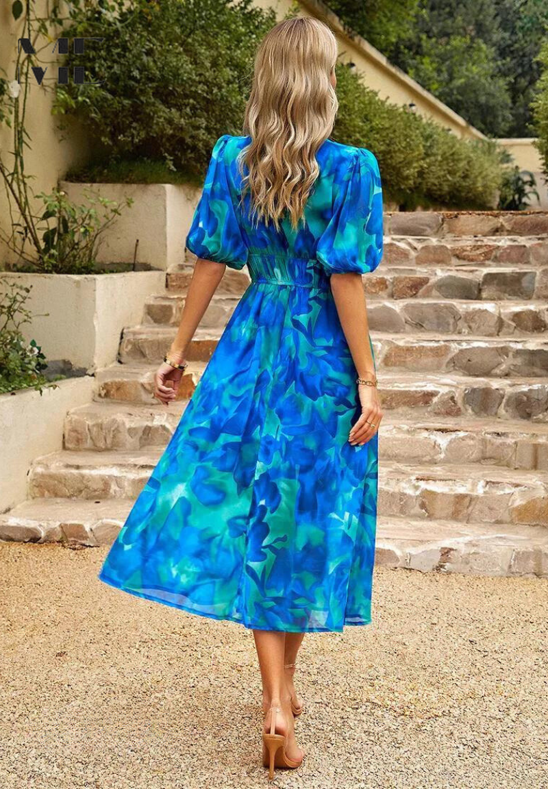 Midikleid | Sommer | Puffärmel | Blumenprint-HauteBerlin