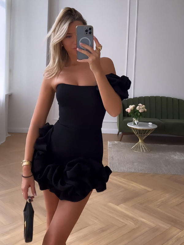 Mini-Partykleid | One-Shoulder | Rüsche-HauteBerlin