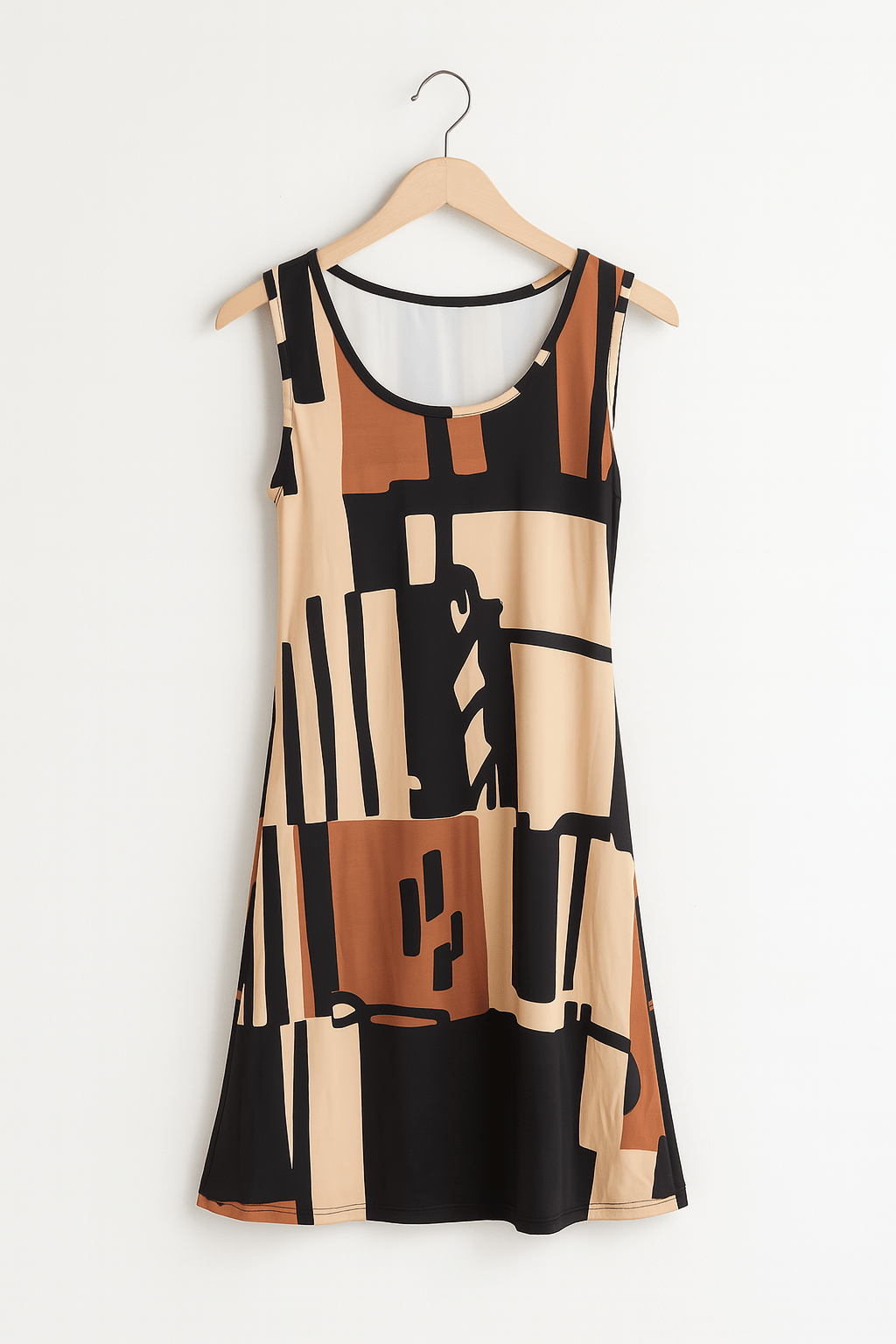 Minikleid – Bedrucktes, ärmelloses, locker sitzendes Kleid für Frauen-HauteBerlin