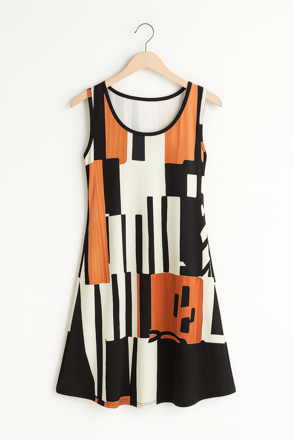 Minikleid – Bedrucktes, ärmelloses, locker sitzendes Kleid für Frauen-HauteBerlin