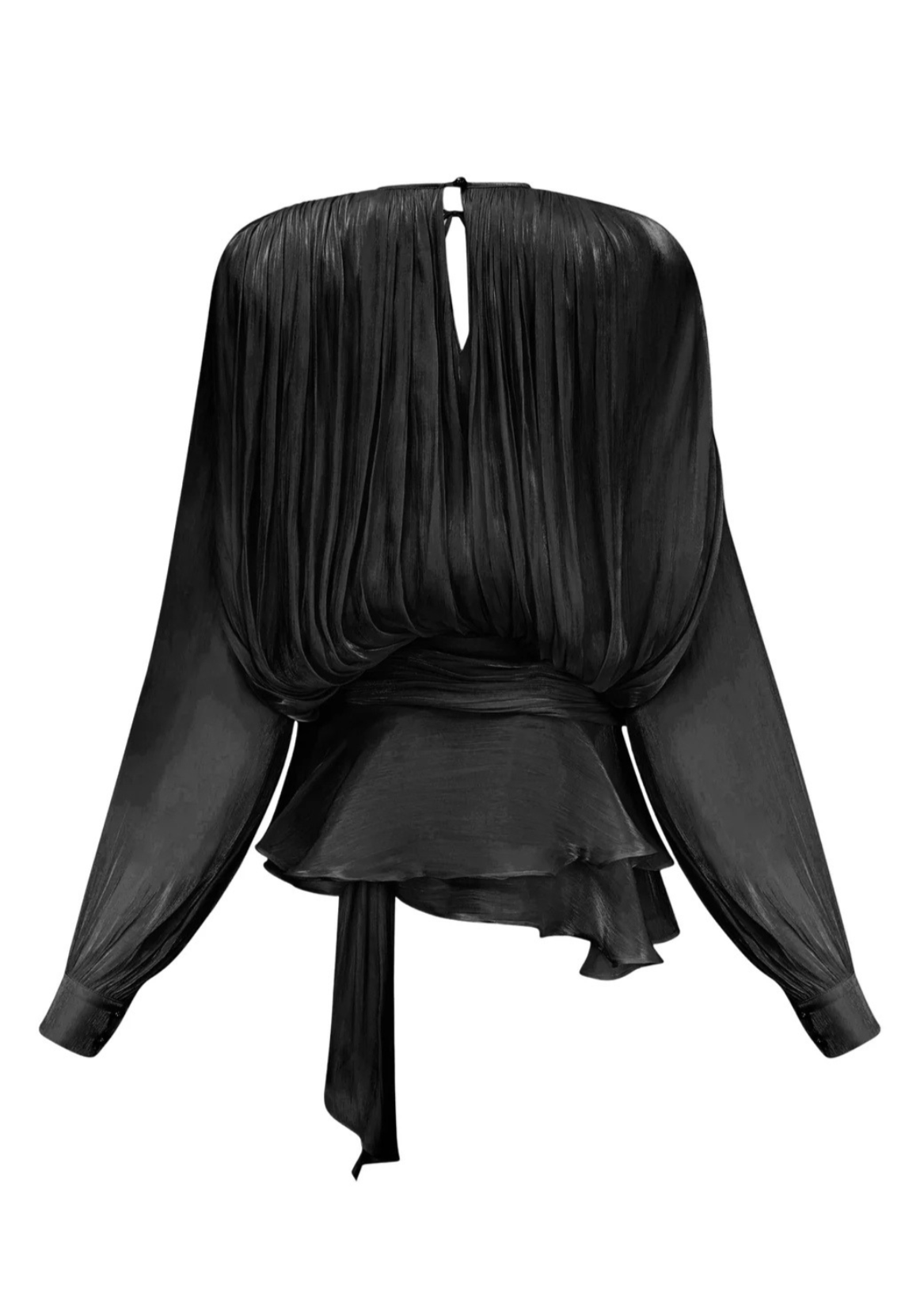 Minikleid - Langärmeliges schwarzes Chiffonkleid-HauteBerlin