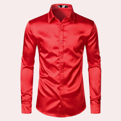Oberhemd | Glänzend | Slim Fit | Hemd mit Knöpfen | Herrenhemden-HauteBerlin
