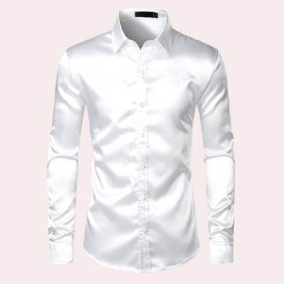 Oberhemd | Glänzend | Slim Fit | Hemd mit Knöpfen | Herrenhemden-HauteBerlin