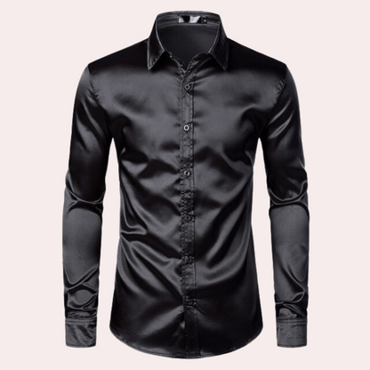 Oberhemd | Glänzend | Slim Fit | Hemd mit Knöpfen | Herrenhemden-HauteBerlin