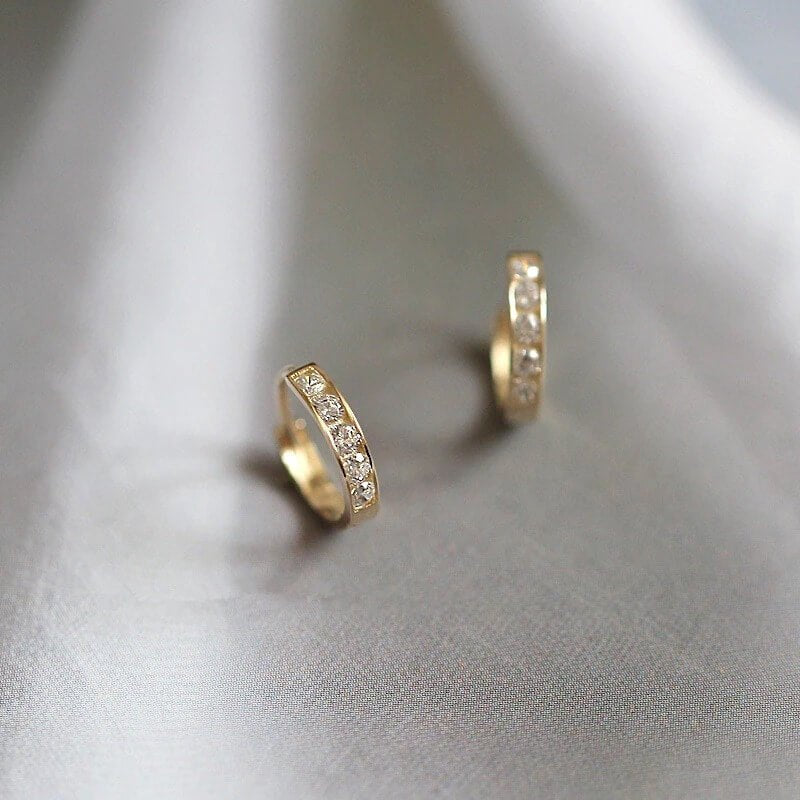 Ohrringe Gold Damen | Kleine Creolen mit Zirkonia-HauteBerlin