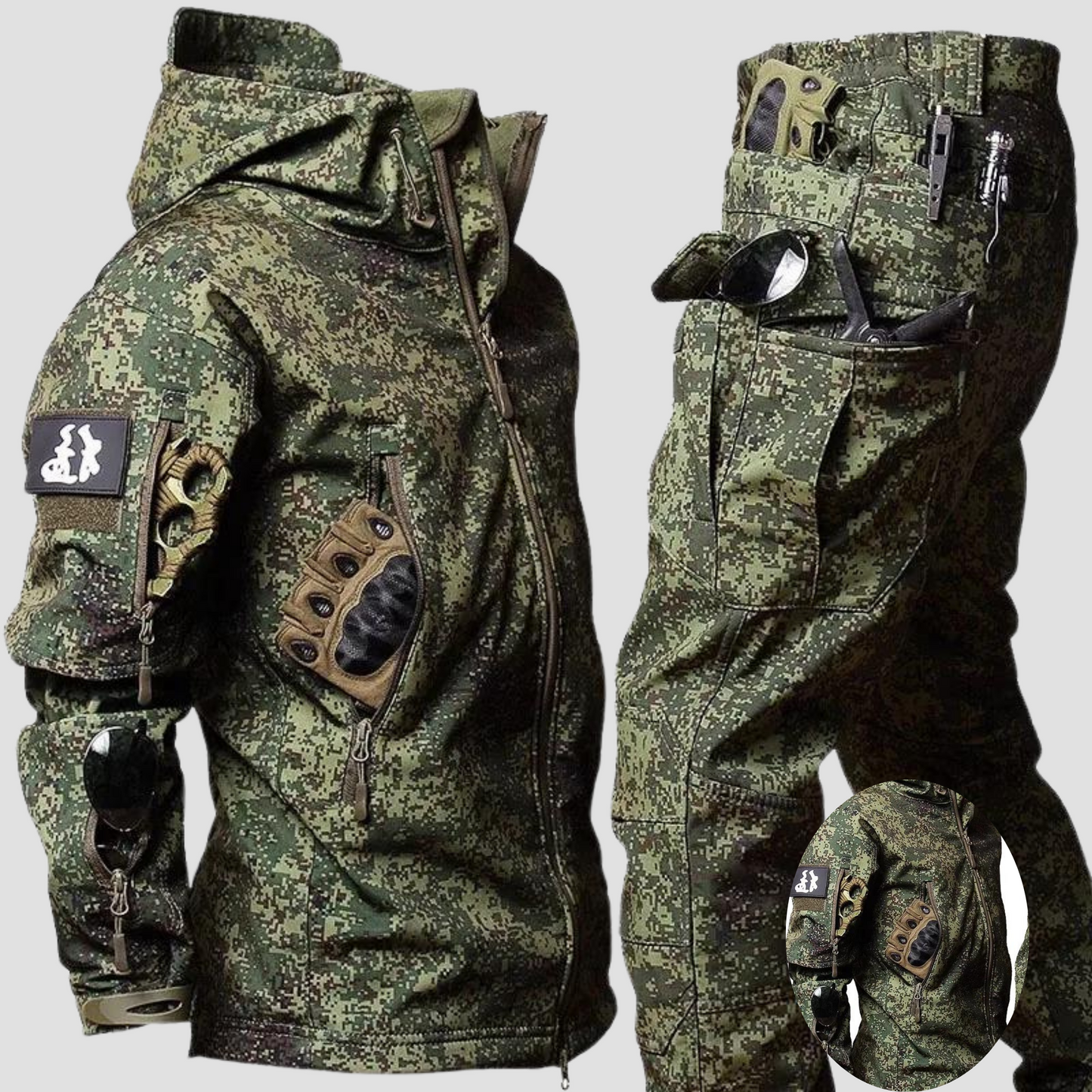 Outdoorbekleidung - Winter - Camouflage - Taktische Jacke - Herren Cargo Hose-HauteBerlin